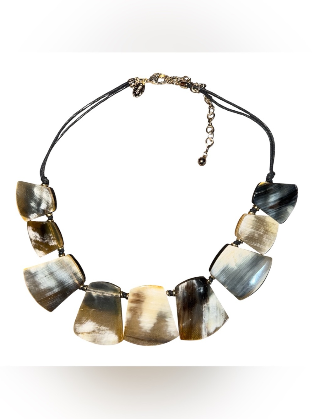 CHICO'S 'CALISTA' FAUX HORN GOLDTONE STUD BIB NECKLACE 
EUC